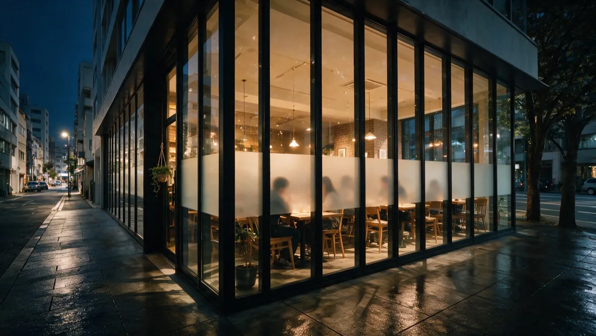 Night-time privacy: only the eye-level zone is frosted